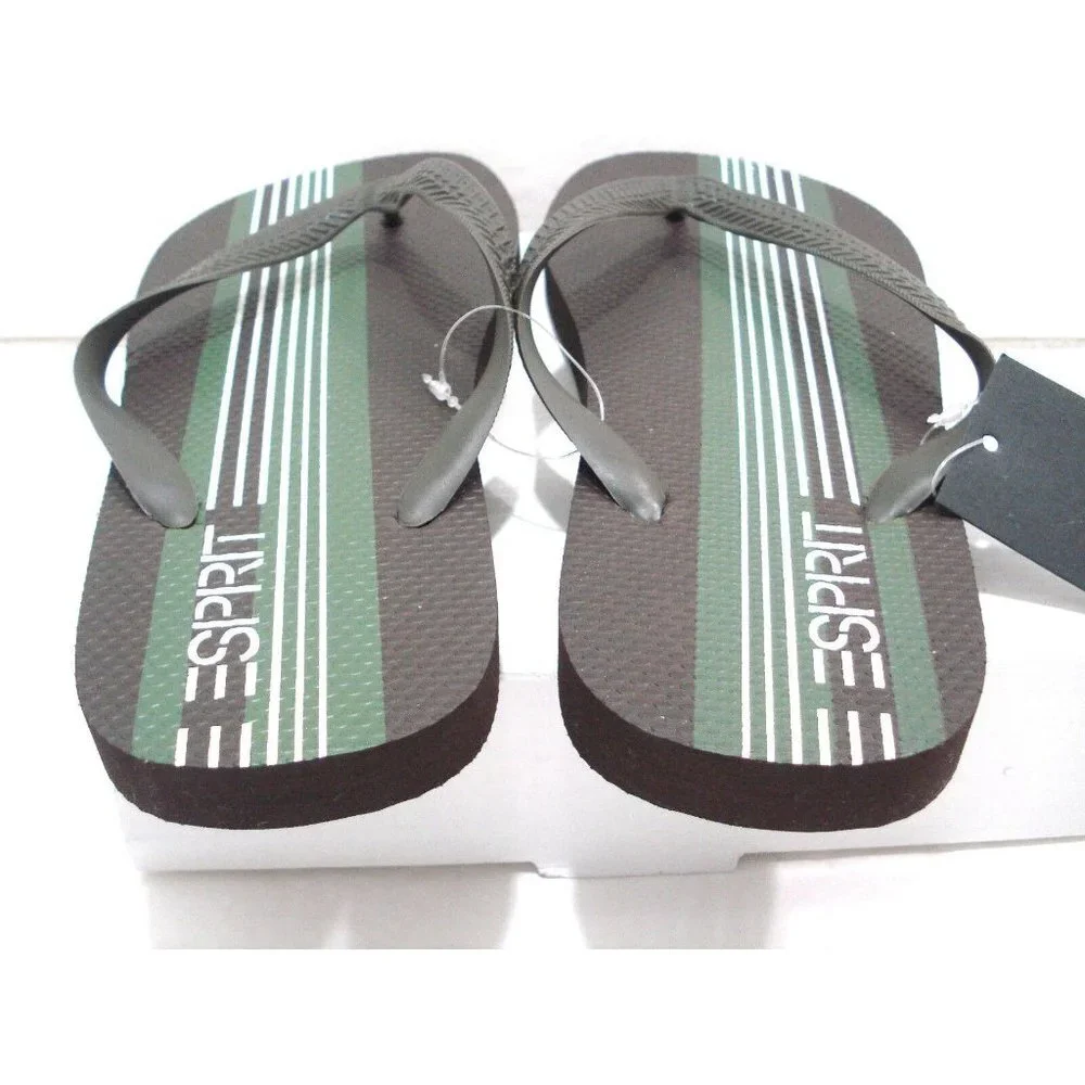 ESPRIT FINN-E Mens Flip Flop Sandals Dark Brown/Green Size 11 New